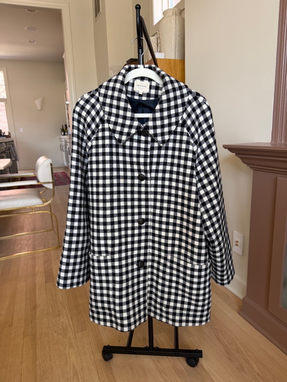 Sezane Black & White Gabriel Coat